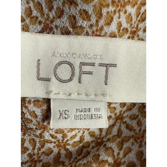 Ann Taylor LOFT Women's Long Sleeve Button Front Blouse Tan Black Print Size XS - Picture 5 of 11